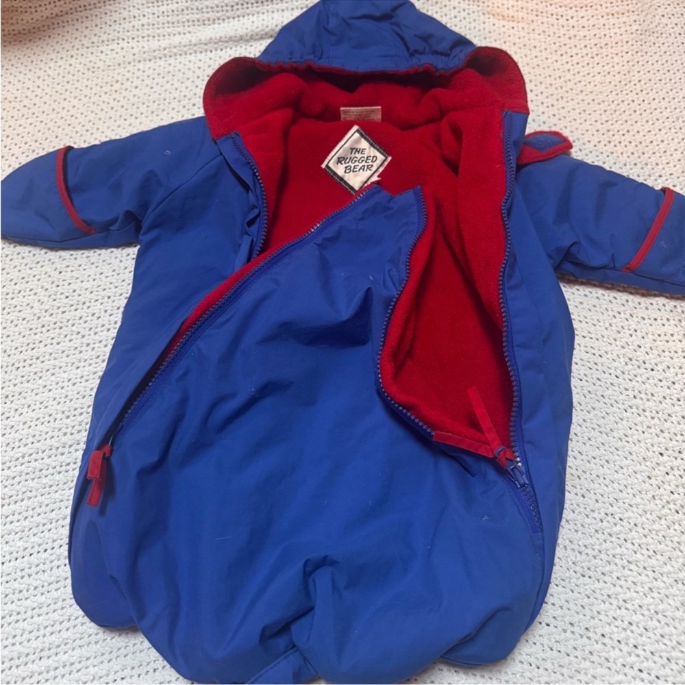 Vintage Rugged Bear Fleece Lined Snow bunting for infant